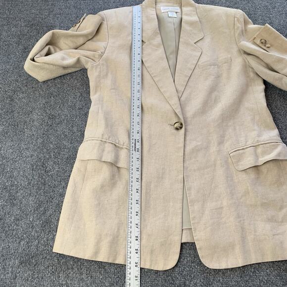 Casual Corner Blazer Womens 10 Beige 100% Linen Career Classic - Picture 9 of 11